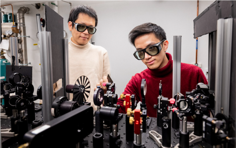 two people working with lasers